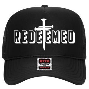 Redeemed Collection 3 Nails Cross Jesus Christ Christian Catholic High Crown Mesh Back Trucker Hat