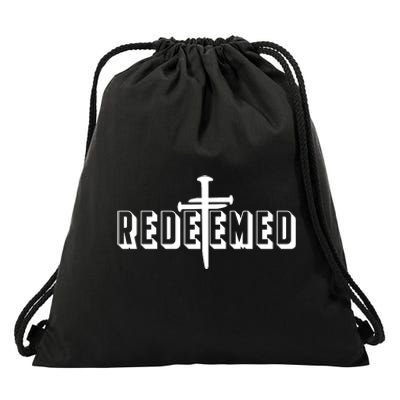 Redeemed Collection 3 Nails Cross Jesus Christ Christian Catholic Drawstring Bag