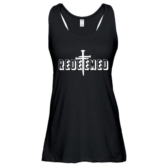 Redeemed Collection 3 Nails Cross Jesus Christ Christian Catholic Ladies Essential Flowy Tank