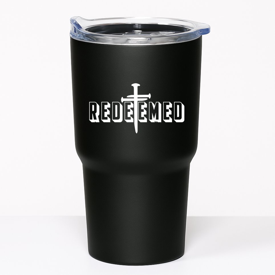 Redeemed Collection 3 Nails Cross Jesus Christ Christian Catholic Tumbler