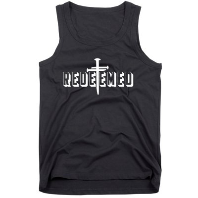 Redeemed Collection 3 Nails Cross Jesus Christ Christian Catholic Tank Top