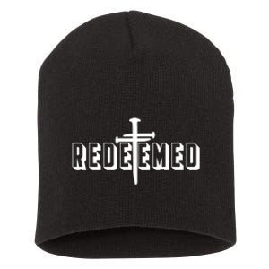 Redeemed Collection 3 Nails Cross Jesus Christ Christian Catholic Short Acrylic Beanie