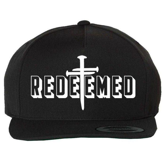 Redeemed Collection 3 Nails Cross Jesus Christ Christian Catholic Wool Snapback Cap