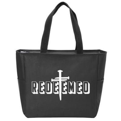 Redeemed Collection 3 Nails Cross Jesus Christ Christian Catholic Zip Tote Bag