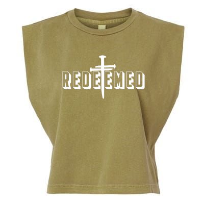 Redeemed Collection 3 Nails Cross Jesus Christ Christian Catholic Garment-Dyed Women's Muscle Tee