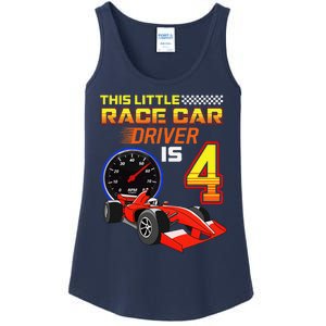 Race Car 4th Birthday 4 Racing Car Driver Ladies Essential Tank