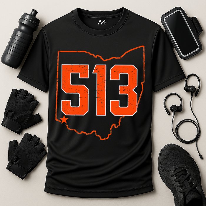 Retro Cincinnati 513 Area Code Ohio Performance Shirt