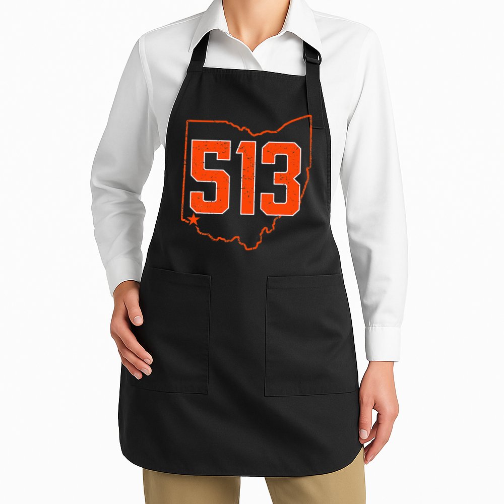 Retro Cincinnati 513 Area Code Ohio Apron