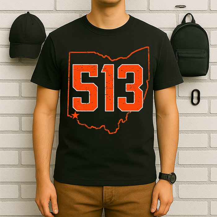Retro Cincinnati 513 Area Code Ohio T-Shirt