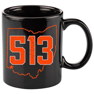 Retro Cincinnati 513 Area Code Ohio 11oz C Handle Ceramic Mug