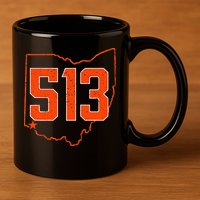 Retro Cincinnati 513 Area Code Ohio 11oz C Handle Ceramic Mug