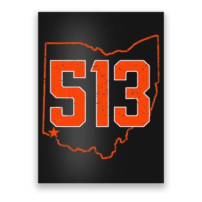 Retro Cincinnati 513 Area Code Ohio Poster