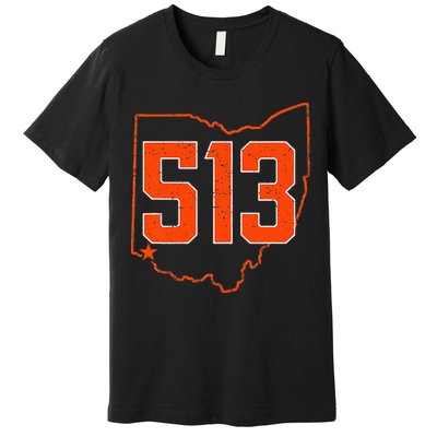 Retro Cincinnati 513 Area Code Ohio Premium T-Shirt