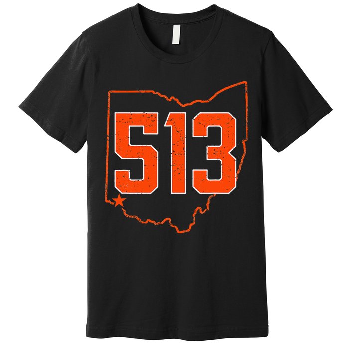 Retro Cincinnati 513 Area Code Ohio Premium T-Shirt