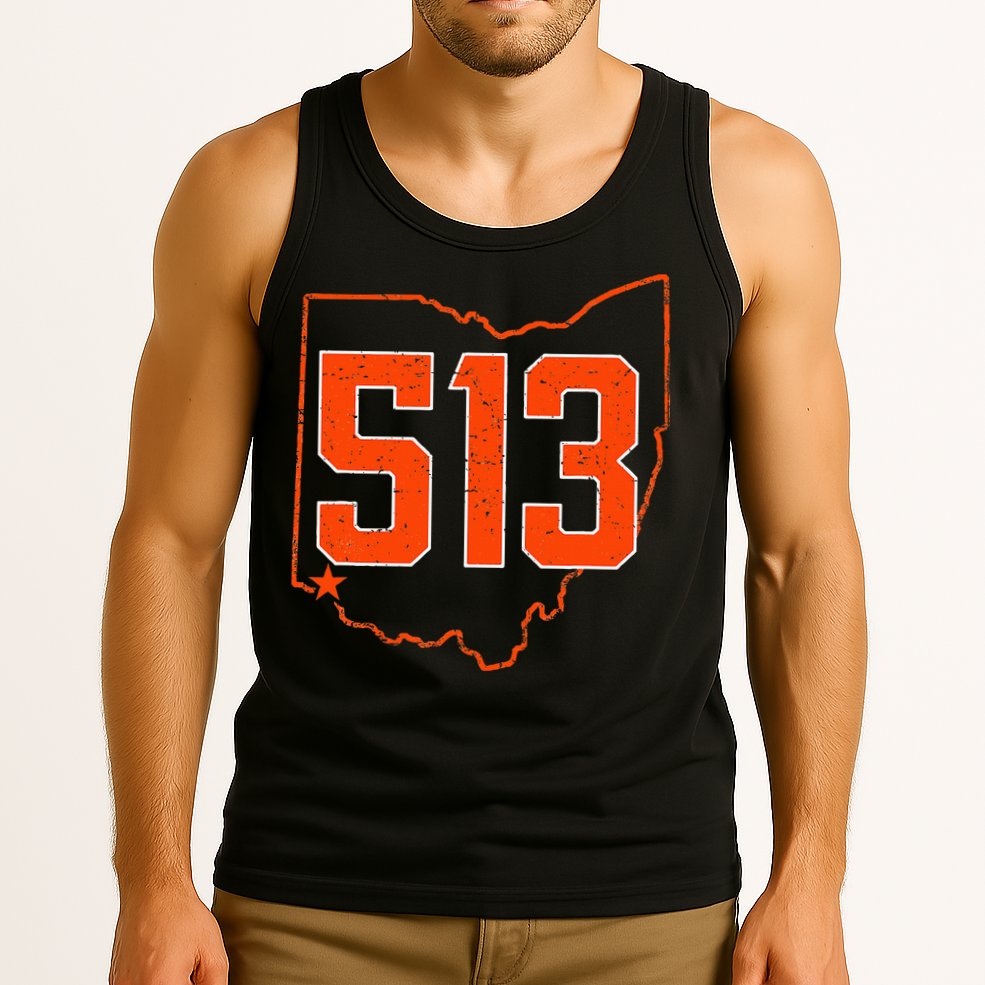 Retro Cincinnati 513 Area Code Ohio Tank Top