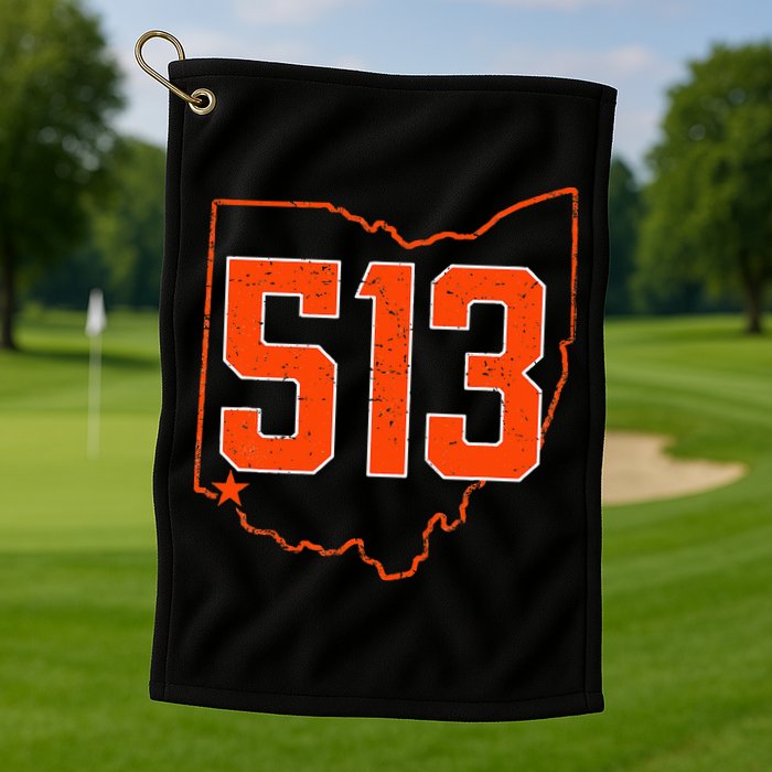 Retro Cincinnati 513 Area Code Ohio Golf Towel