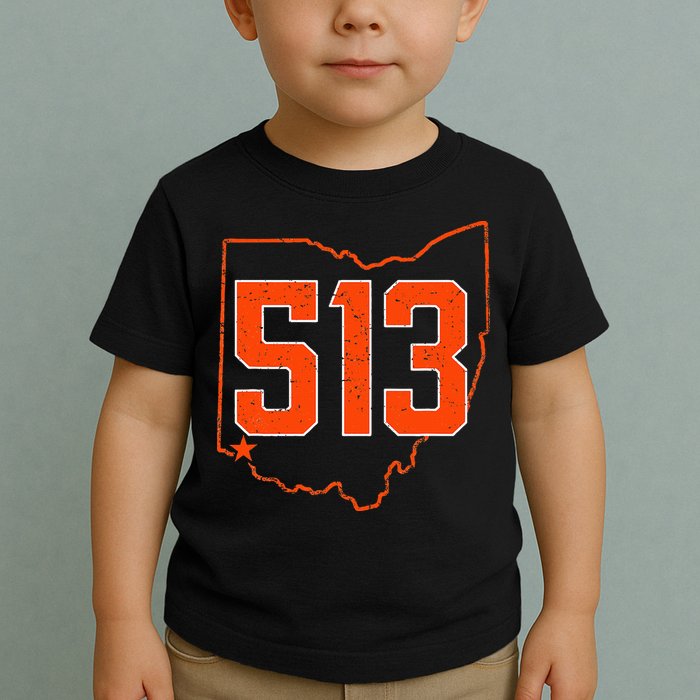 Retro Cincinnati 513 Area Code Ohio Toddler T-Shirt