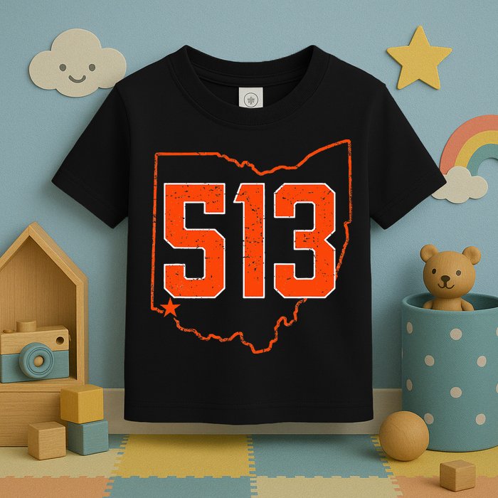 Retro Cincinnati 513 Area Code Ohio Toddler T-Shirt