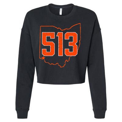 Retro Cincinnati 513 Area Code Ohio Cropped Pullover Crew