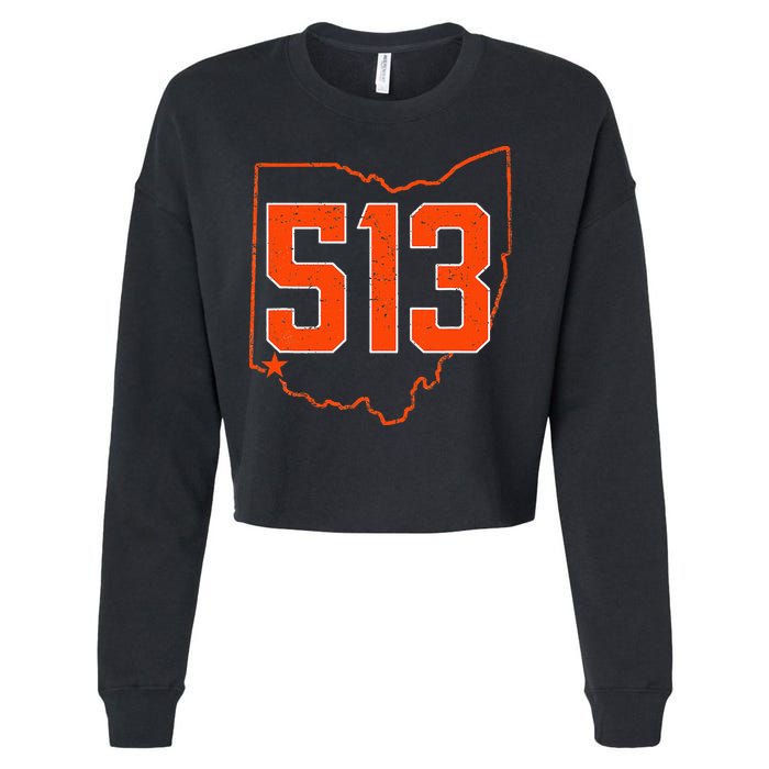 Retro Cincinnati 513 Area Code Ohio Cropped Pullover Crew