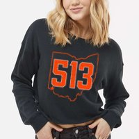 Retro Cincinnati 513 Area Code Ohio Cropped Pullover Crew