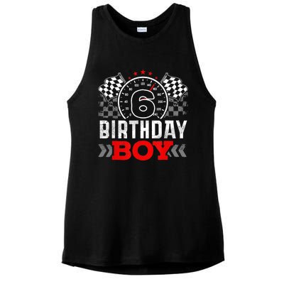 Race Car 6th Birthday Boy Party Racing Car Driver Pit Crew Ladies PosiCharge Tri-Blend Wicking Tank