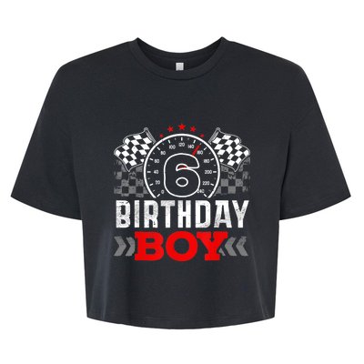 Race Car 6th Birthday Boy Party Racing Car Driver Pit Crew Bella+Canvas Jersey Crop Tee