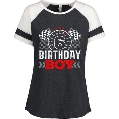 Race Car 6th Birthday Boy Party Racing Car Driver Pit Crew Enza Ladies Jersey Colorblock Tee