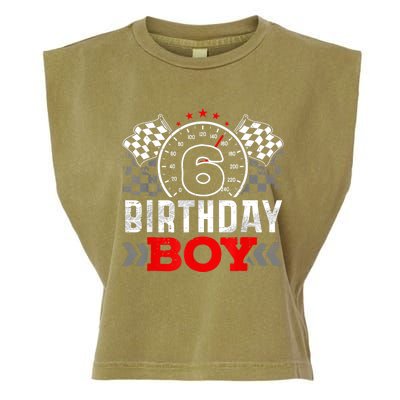 Race Car 6th Birthday Boy Party Racing Car Driver Pit Crew Garment-Dyed Women's Muscle Tee