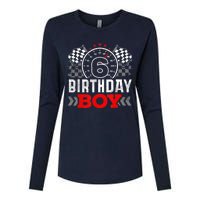 Race Car 6th Birthday Boy Party Racing Car Driver Pit Crew Womens Cotton Relaxed Long Sleeve T-Shirt