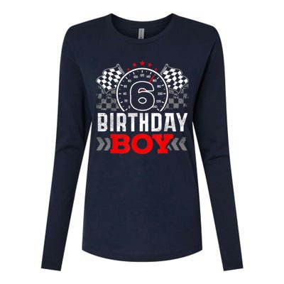 Race Car 6th Birthday Boy Party Racing Car Driver Pit Crew Womens Cotton Relaxed Long Sleeve T-Shirt