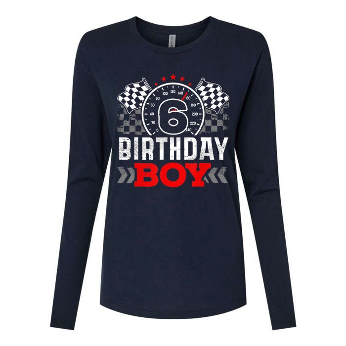 Race Car 6th Birthday Boy Party Racing Car Driver Pit Crew Womens Cotton Relaxed Long Sleeve T-Shirt