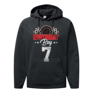 Race Car 7th Birthday Boy Party Racing 7 Year Old Pit Crew Performance Fleece Hoodie