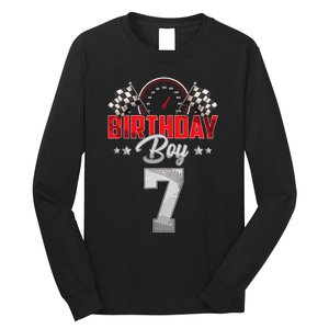 Race Car 7th Birthday Boy Party Racing 7 Year Old Pit Crew Long Sleeve Shirt