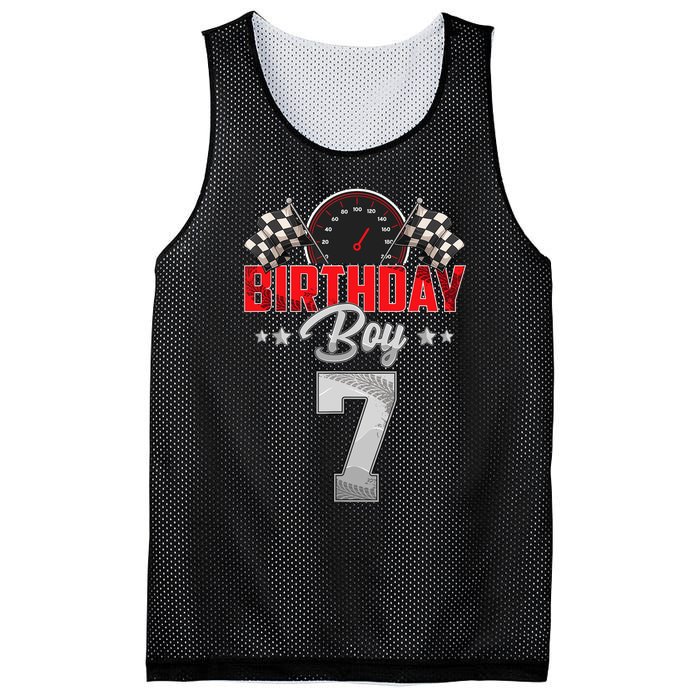 Race Car 7th Birthday Boy Party Racing 7 Year Old Pit Crew Mesh Reversible Basketball Jersey Tank