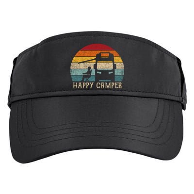 Rv Camping 70s 80s Retro Happy Camper Cool Gift Adult Drive Performance Visor