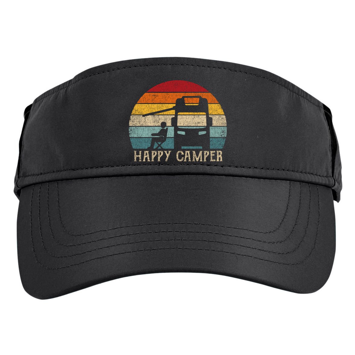 Rv Camping 70s 80s Retro Happy Camper Cool Gift Adult Drive Performance Visor