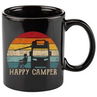 Rv Camping 70s 80s Retro Happy Camper Cool Gift 11oz C Handle Ceramic Mug