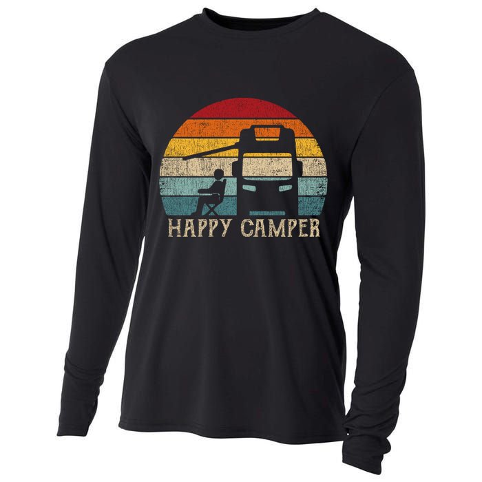 Rv Camping 70s 80s Retro Happy Camper Cool Gift Cooling Performance Long Sleeve Crew