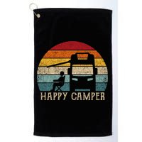 Rv Camping 70s 80s Retro Happy Camper Cool Gift Golf Towel