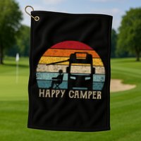Rv Camping 70s 80s Retro Happy Camper Cool Gift Golf Towel