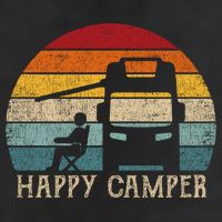 Rv Camping 70s 80s Retro Happy Camper Cool Gift Golf Towel