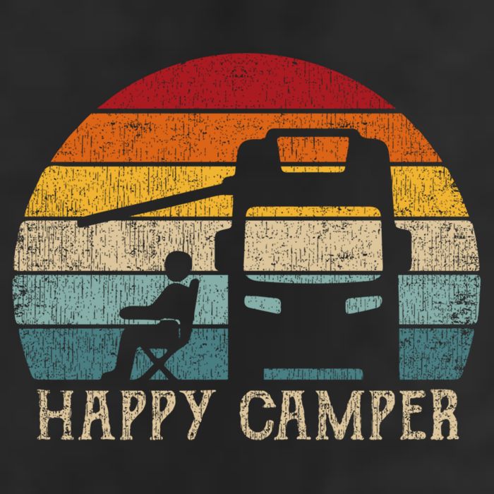 Rv Camping 70s 80s Retro Happy Camper Cool Gift Golf Towel