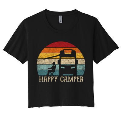 Rv Camping 70s 80s Retro Happy Camper Cool Gift Crop Top