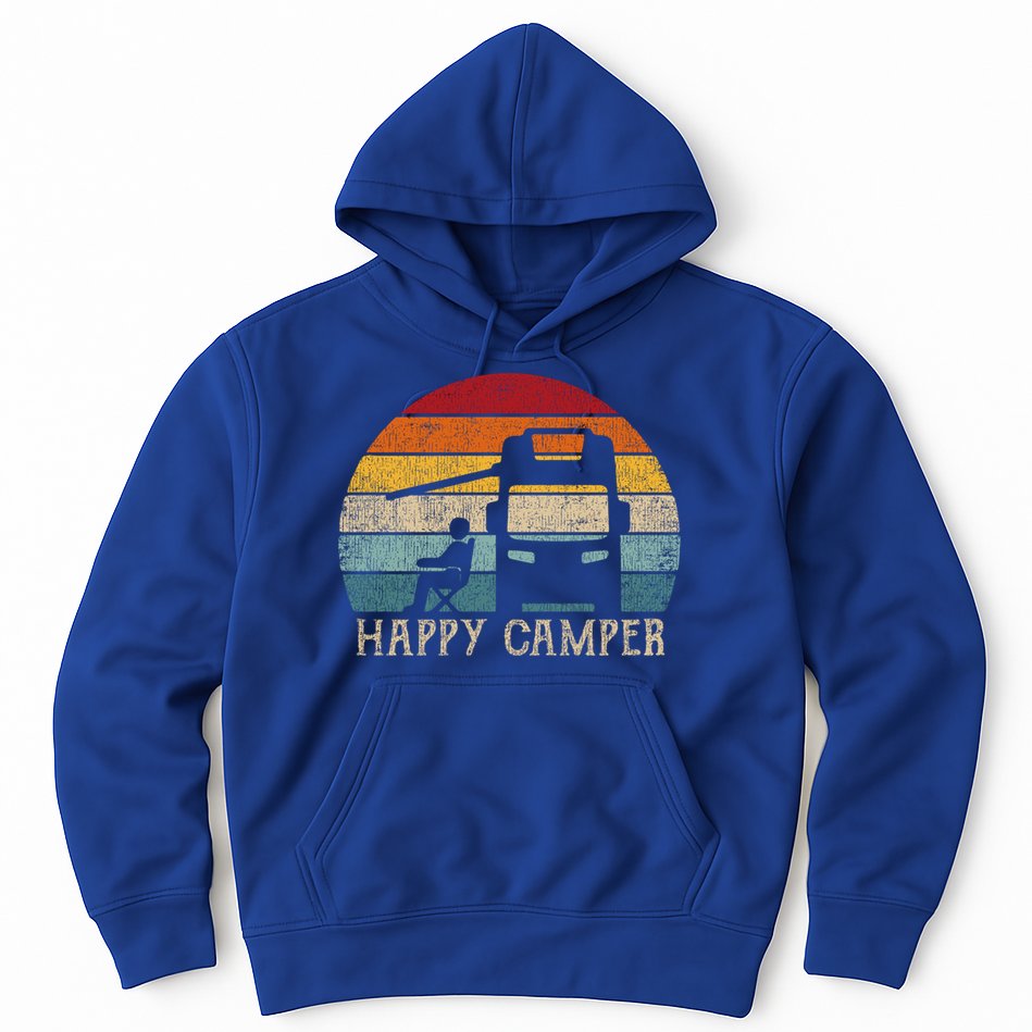 Rv Camping 70s 80s Retro Happy Camper Cool Gift Hoodie
