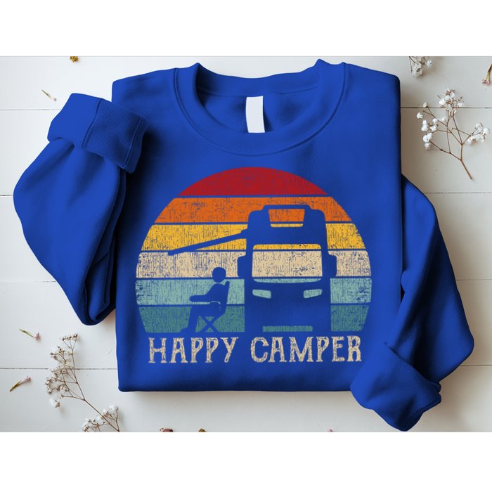 Rv Camping 70s 80s Retro Happy Camper Cool Gift Sweatshirt