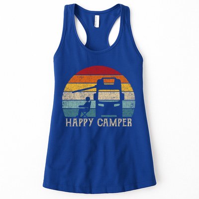 Rv Camping 70s 80s Retro Happy Camper Cool Gift Womens Tank Top
