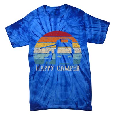 Rv Camping 70s 80s Retro Happy Camper Cool Gift Tie-Dye T-Shirt