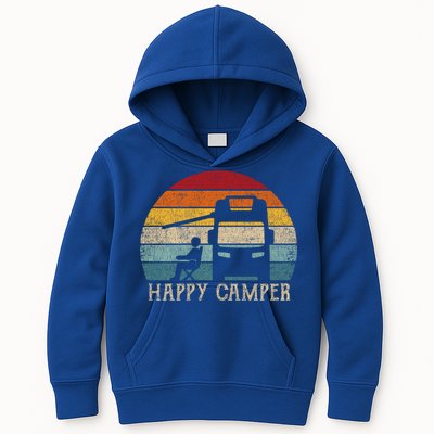 Rv Camping 70s 80s Retro Happy Camper Cool Gift Kids Hoodie