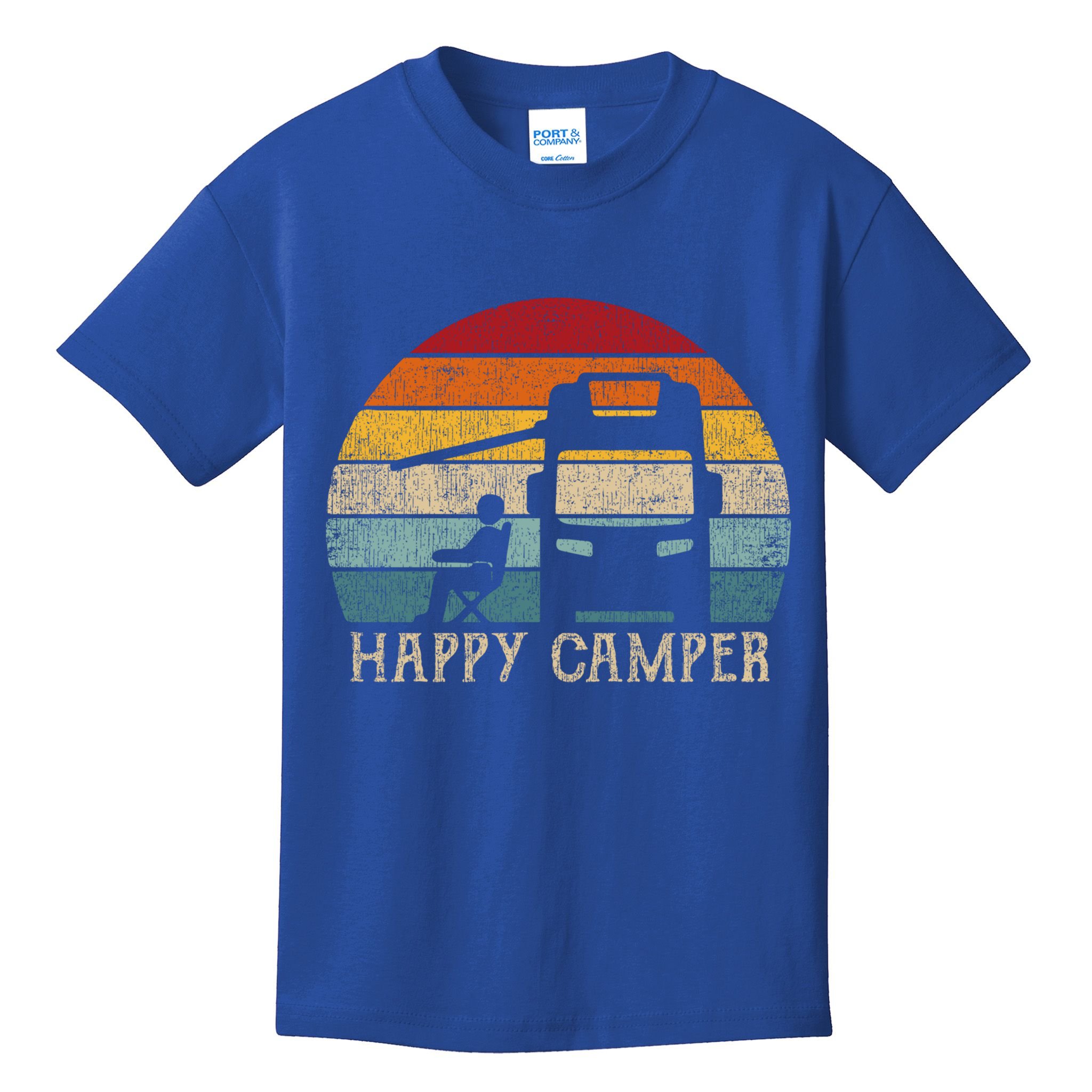 Rv Camping 70s 80s Retro Happy Camper Cool Gift Kids T-Shirt